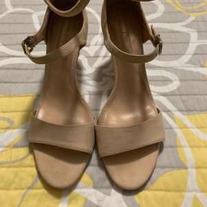 Antonio Melani Tan Suede Open Toe Strappy Heel